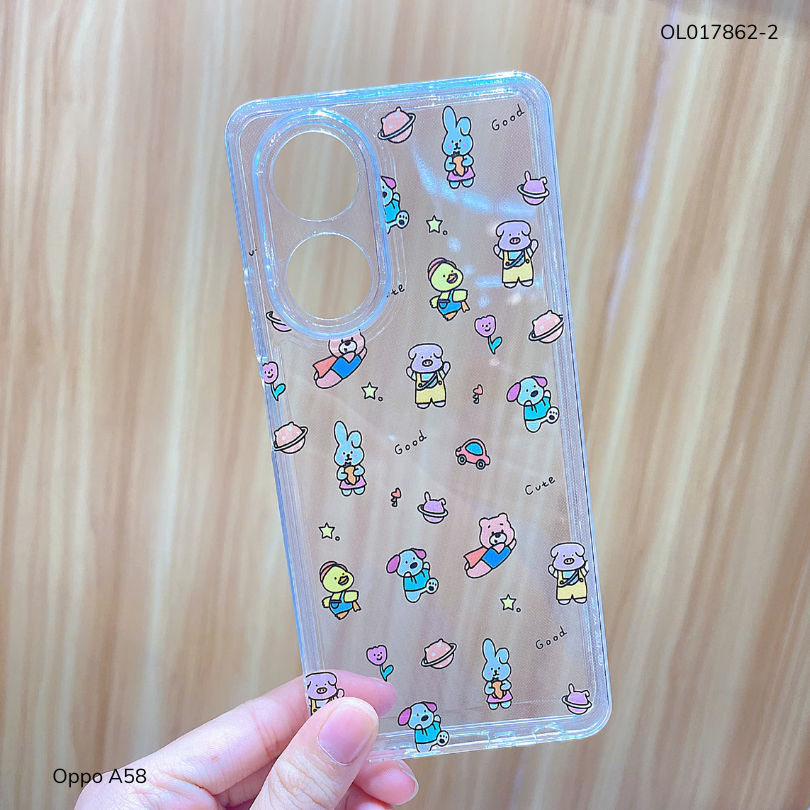 ** Ốp Oppo A58 dẻo trong in nhiều hình dễ thương