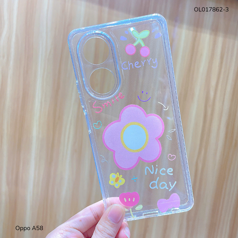 ** Ốp Oppo A58 dẻo trong in nhiều hình dễ thương