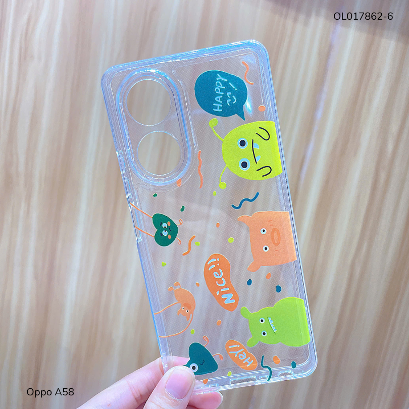 ** Ốp Oppo A58 dẻo trong in nhiều hình dễ thương