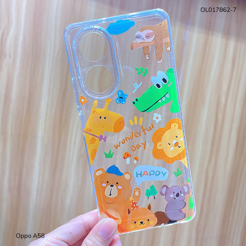 ** Ốp Oppo A58 dẻo trong in nhiều hình dễ thương