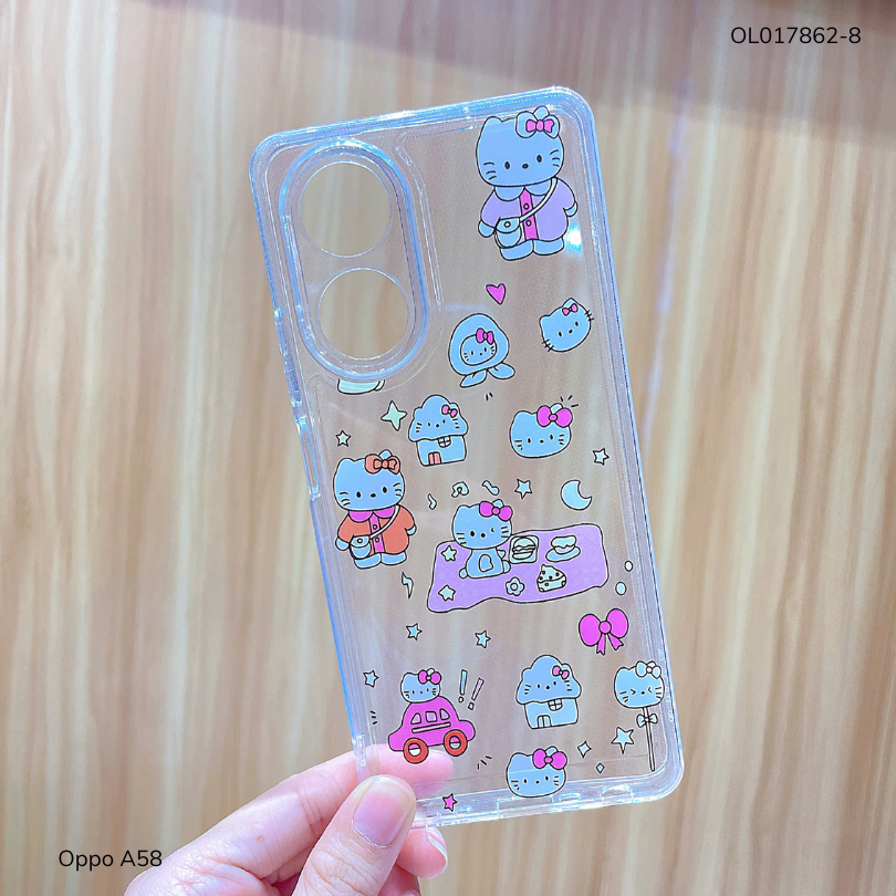 ** Ốp Oppo A58 dẻo trong in nhiều hình dễ thương