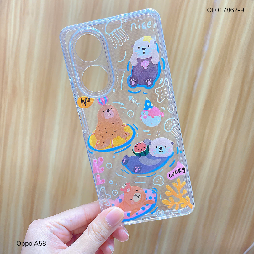 ** Ốp Oppo A58 dẻo trong in nhiều hình dễ thương