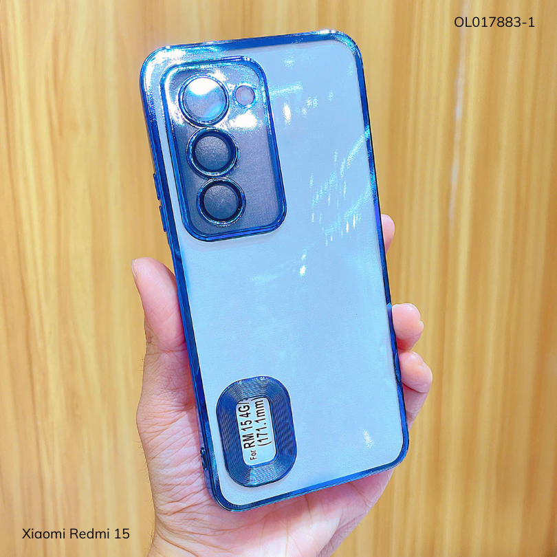 Ốp Xiaomi Redmi 15 dẻo trong viền xi khoét Logo