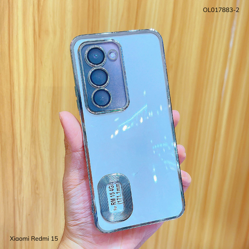 Ốp Xiaomi Redmi 15 dẻo trong viền xi khoét Logo