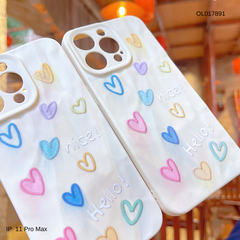 Ốp IP 11 Pro Max dẻo vân giấy nhàu nhiều tim Hello nice