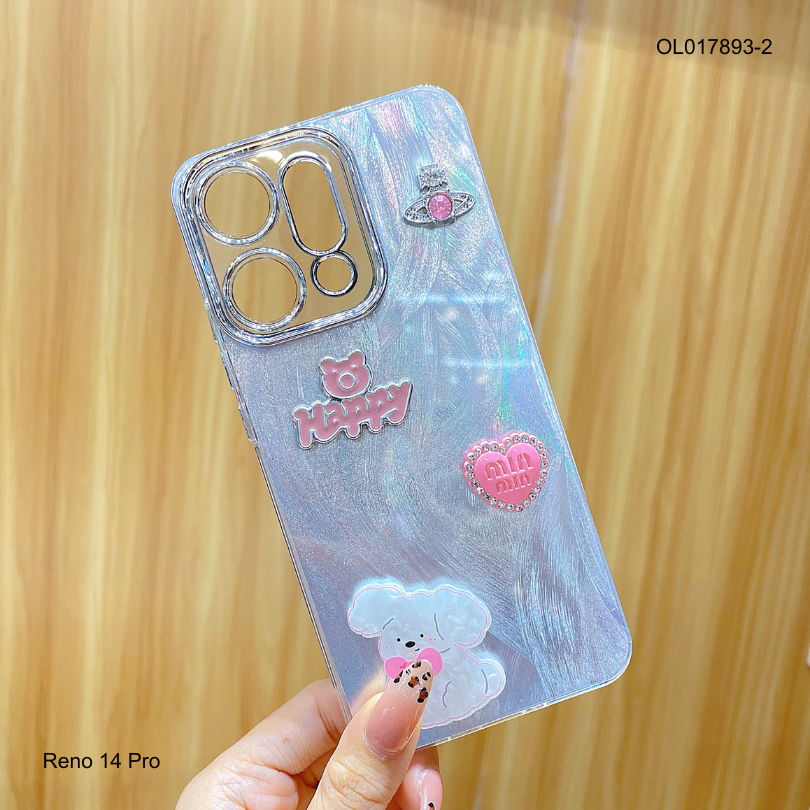 Ốp Reno 14 Pro 5G vân sóng bạc sticker nổi