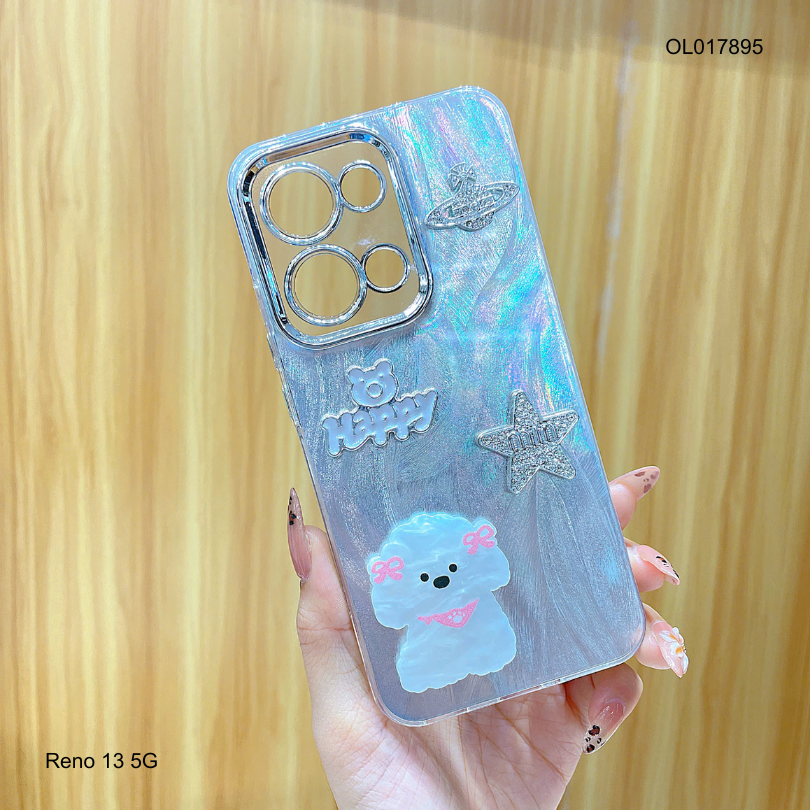 Ốp Reno 13 5G vân sóng bạc sticker nổi