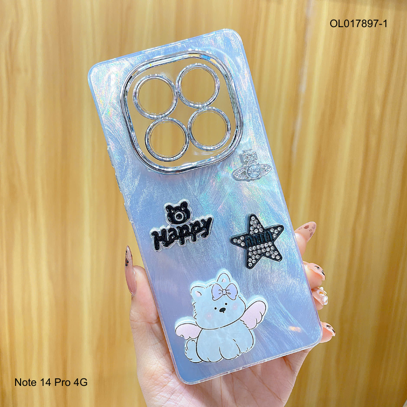 Ốp Xiaomi Redmi Note 14 Pro 4G vân sóng bạc sticker nổi