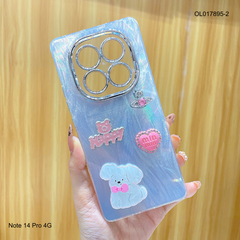 Ốp Xiaomi Redmi Note 14 Pro 4G vân sóng bạc sticker nổi