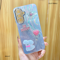 Ốp SS A17 vân sóng bạc sticker nổi