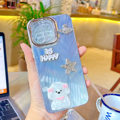 Ốp IP 13 6.1 vân sóng bạc sticker nổi