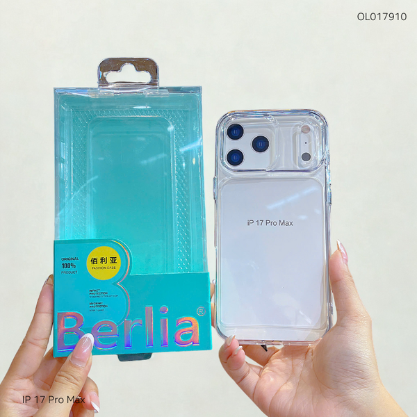 ** Ốp IP 17 Pro Max Berlia trong lưng cứng nút bạc