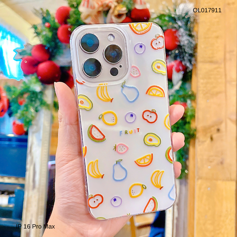 ** Ốp IP 16 Pro Max lưng cứng viền dẻo nền trắng