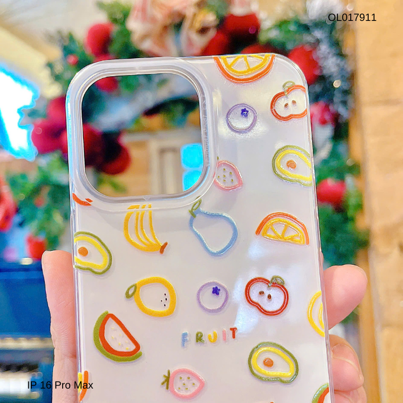 ** Ốp IP 16 Pro Max lưng cứng viền dẻo nền trắng