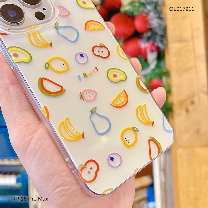 ** Ốp IP 16 Pro Max lưng cứng viền dẻo nền trắng