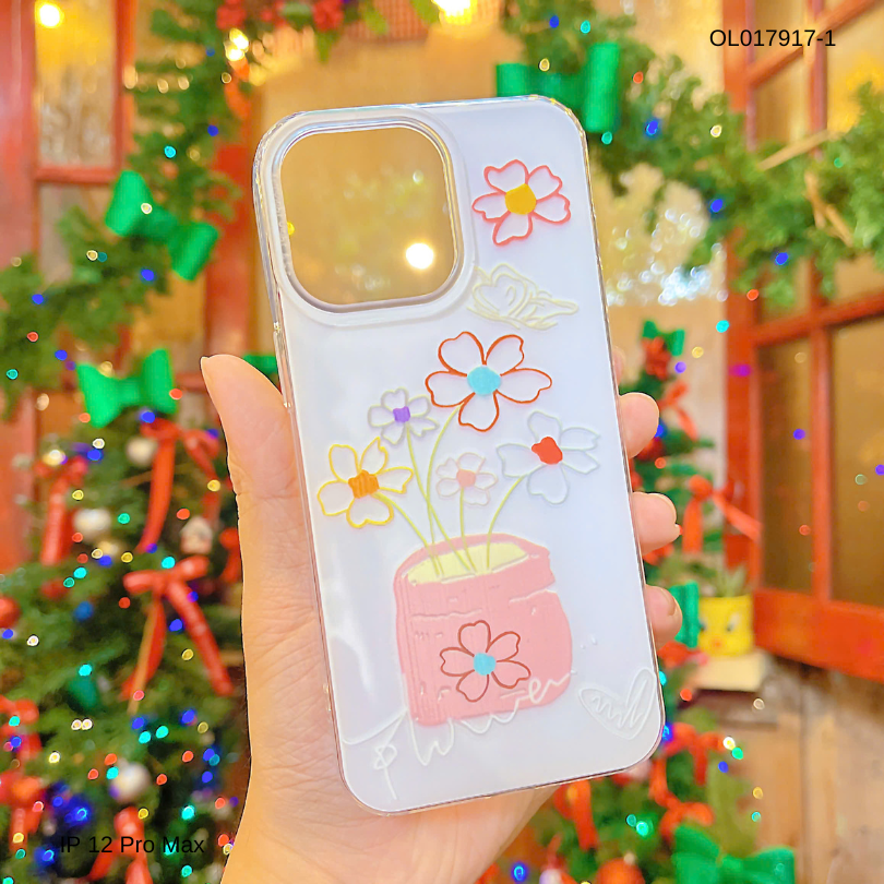 ** Ốp IP 12 Pro Max lưng cứng viền dẻo nền trắng