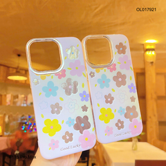 ** Ốp IP 15 Pro Max vân ánh sóng hoa 5 cánh nền hồng Good Lucky