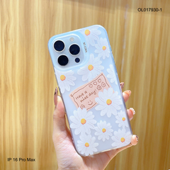 ** Ốp IP 16 Pro Max lưng nhám nhiều hoa cúc lớn