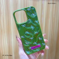 Ốp IP 14 Pro Max dẻo gồ ghề nơ nhí trắng