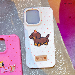 ** Ốp IP 11 6.1 vân sần chấm bi đính cún thêu