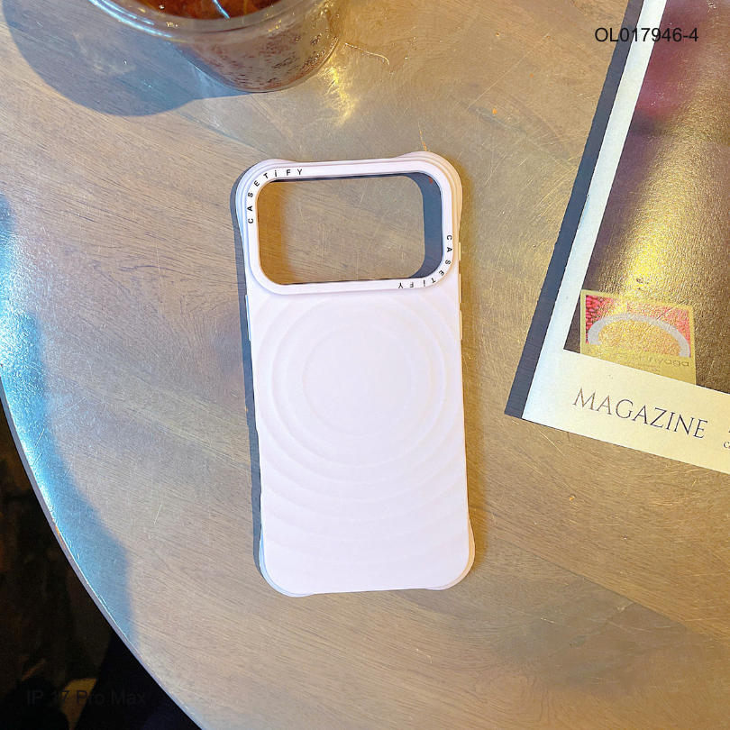 ** Ốp IP 17 Pro Max silicon vân sóng tròn magsafe