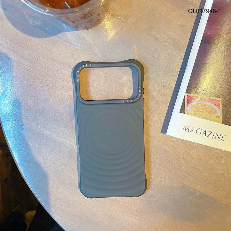 ** Ốp IP 17 Pro Max silicon vân sóng tròn magsafe