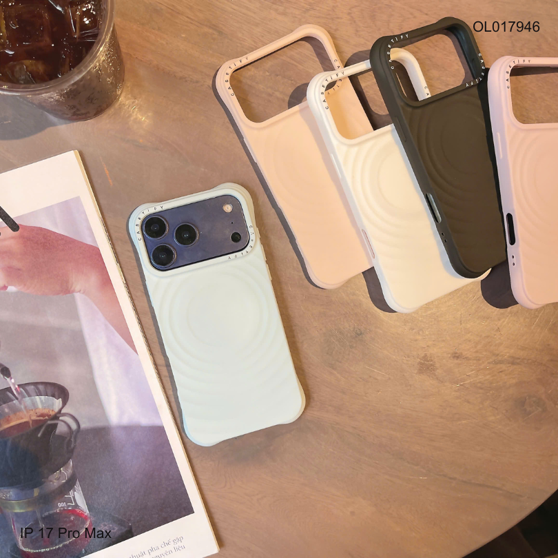 ** Ốp IP 17 Pro Max silicon vân sóng tròn magsafe