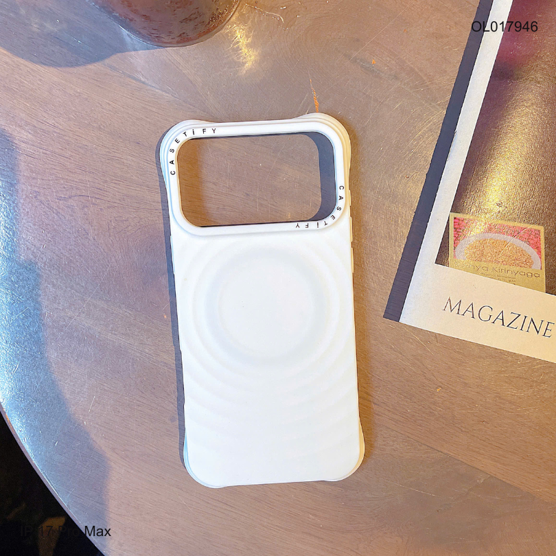 ** Ốp IP 17 Pro Max silicon vân sóng tròn magsafe