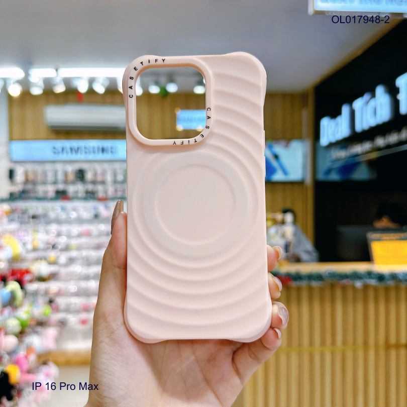 ** Ốp IP 16 Pro Max silicon vân sóng tròn magsafe