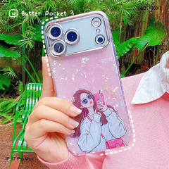 Ốp IP 17 Pro Max lưng thạch anh cam nhũ in hình