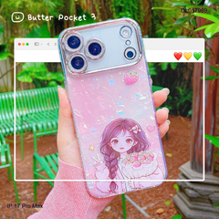 Ốp IP 17 Pro Max lưng thạch anh cam nhũ in hình