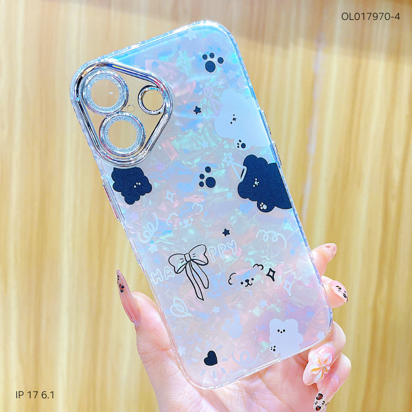 Ốp IP 17 lưng thạch anh cam nhũ in hình