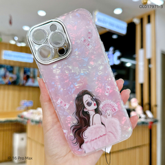 Ốp IP 16 Pro Max lưng thạch anh cam nhũ in hình