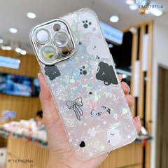 Ốp IP 16 Pro Max lưng thạch anh cam nhũ in hình