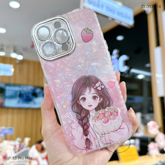 Ốp IP 13 Pro Max lưng thạch anh cam nhũ in hình