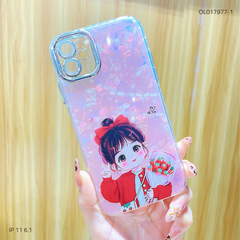 Ốp IP 11 6.1 lưng thạch anh cam nhũ in hình