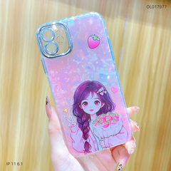 Ốp IP 11 6.1 lưng thạch anh cam nhũ in hình