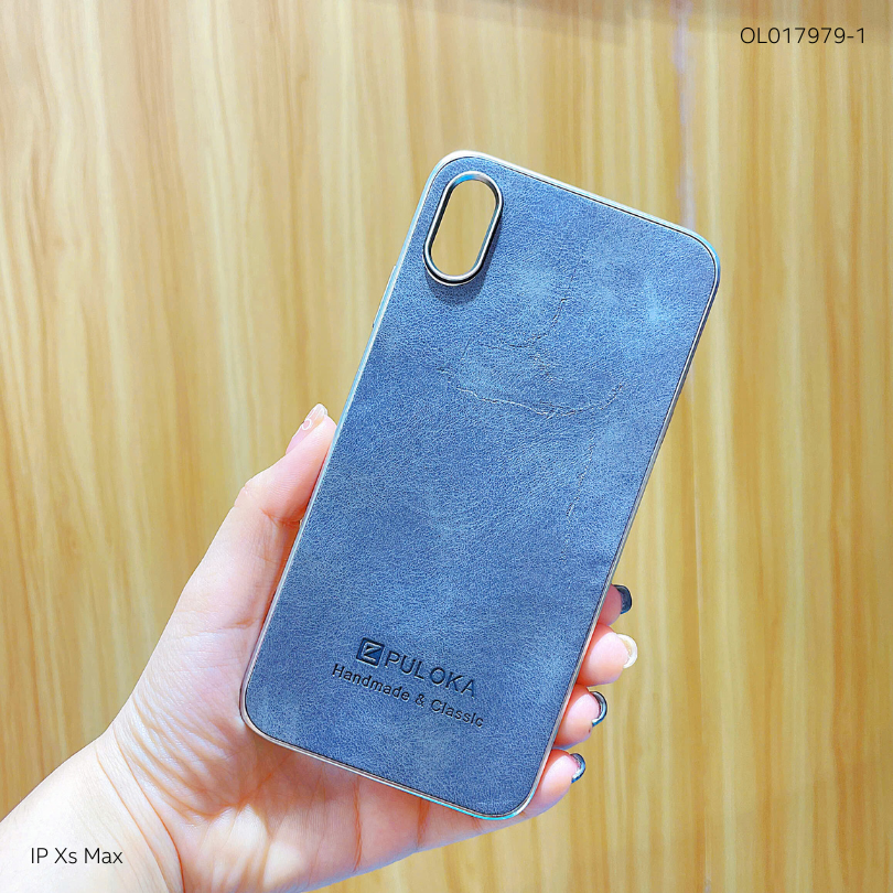 Ốp IP Xs Max vân giả da Puloka viền xi dẻo