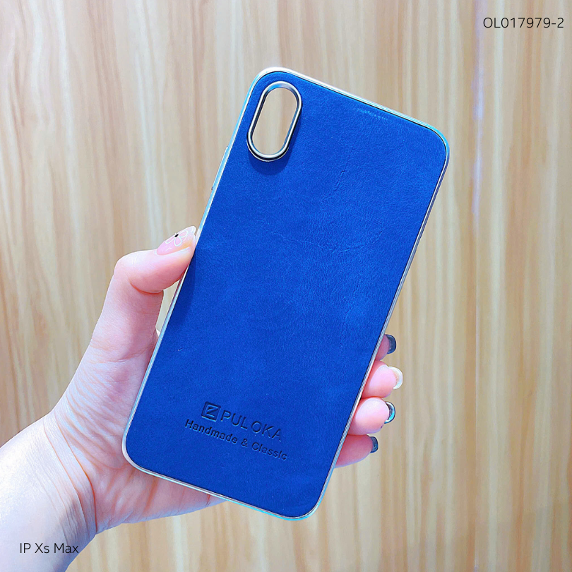 Ốp IP Xs Max vân giả da Puloka viền xi dẻo