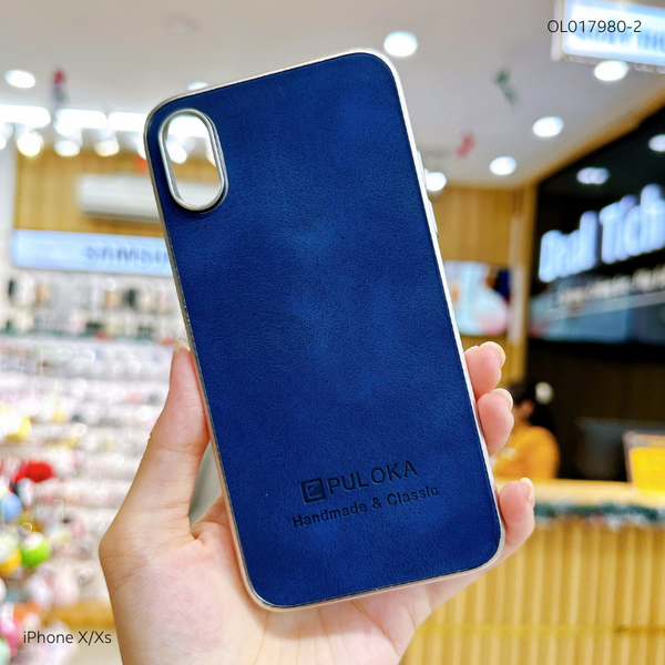 Ốp IP X/Xs vân giả da Puloka viền xi dẻo