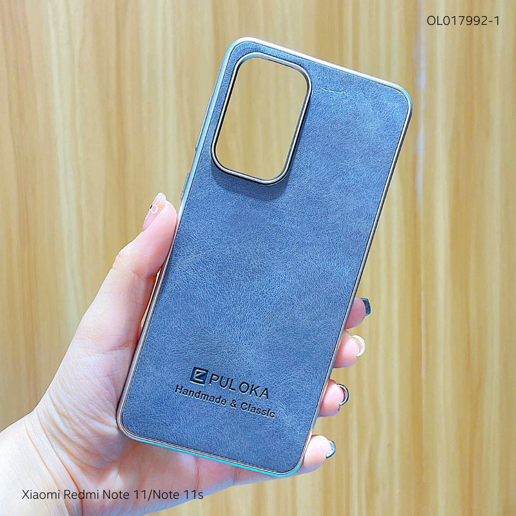 Ốp Xiaomi Redmi Note 11/Note 11s vân giả da Puloka viền xi dẻo