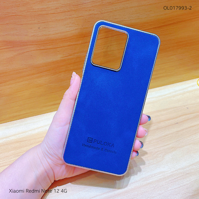 Ốp Xiaomi Redmi Note 12 4G vân giả da Puloka viền xi dẻo