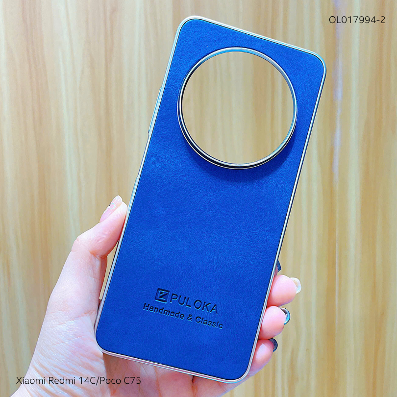 Ốp Xiaomi Redmi 14C/Poco C75 vân giả da Puloka viền xi dẻo