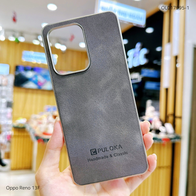 Ốp Reno 13F vân giả da Puloka viền xi dẻo