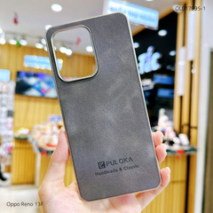 Ốp Reno 13F vân giả da Puloka viền xi dẻo