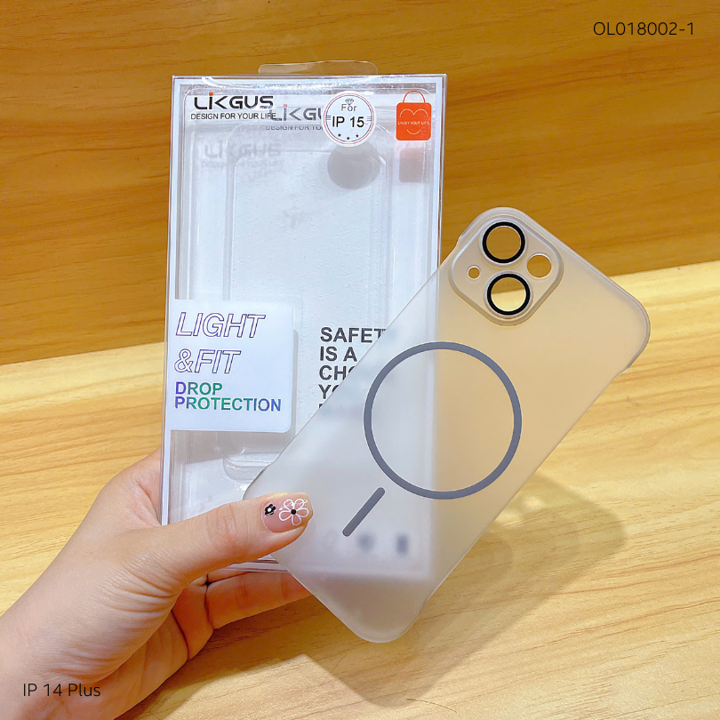 Ốp IP 14 Plus Likgus nhám magsafe hở viền