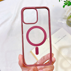 Ốp IP 15 Plus lưng cứng magsafe viền màu