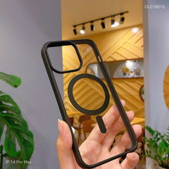Ốp IP 14 Pro Max lưng cứng magsafe viền màu