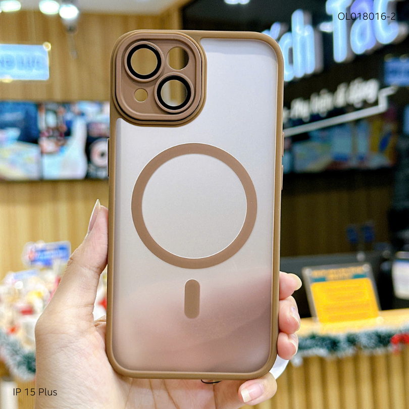 ** Ốp IP 15 Plus Likgus nhám magsafe bảo vệ cam viền màu