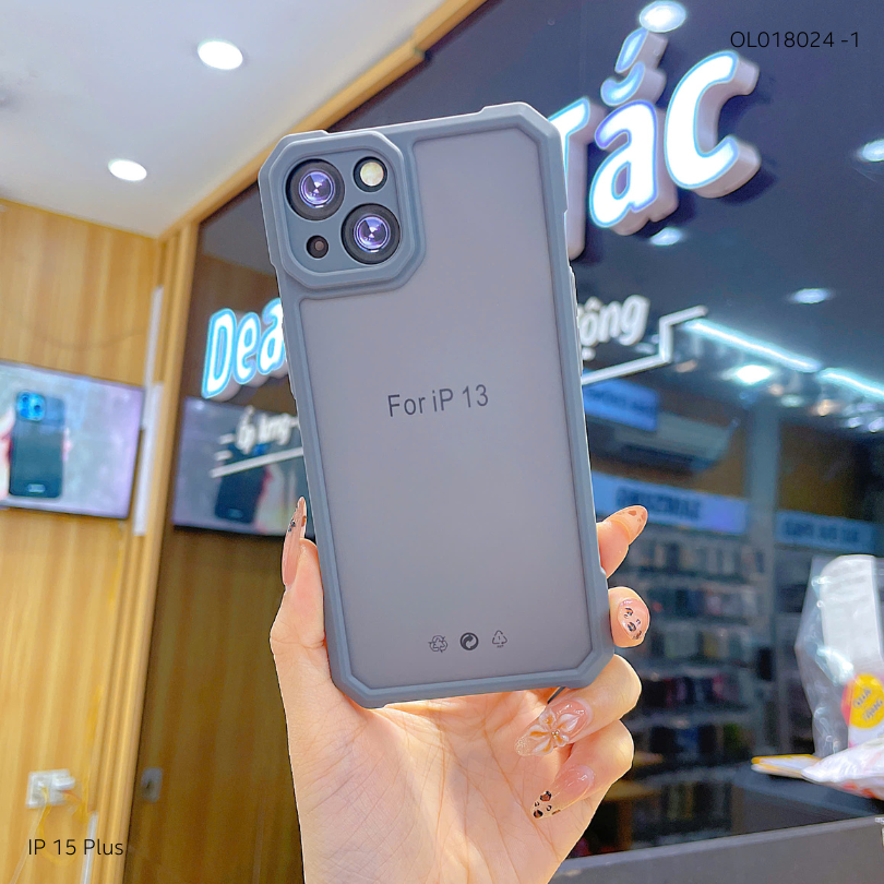 Ốp IP 15 Plus lưng nhám viền màu chống sốc